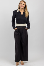 BLACK HIGH RISE LINEN TROUSERS