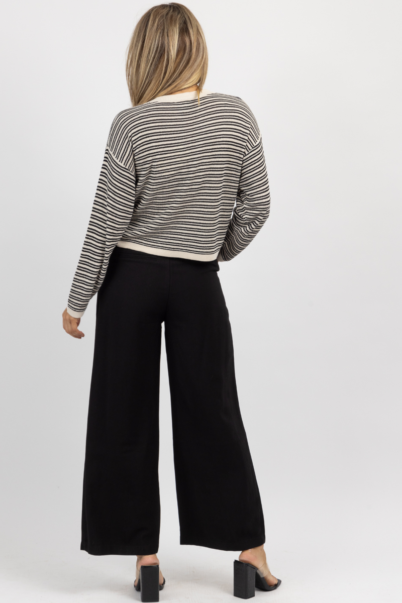 BLACK HIGH RISE LINEN TROUSERS