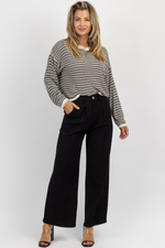 BLACK HIGH RISE LINEN TROUSERS