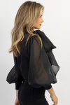 BLACK BISOUS ORGANZA BOW BLOUSE *BACK IN STOCK*