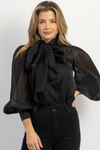 BLACK BISOUS ORGANZA BOW BLOUSE *BACK IN STOCK*