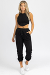 BLACK OUTSEAM FRENCH TERRY JOGGER SET