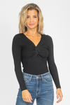 TWISTED FRONT KNIT TOP IN BLACK