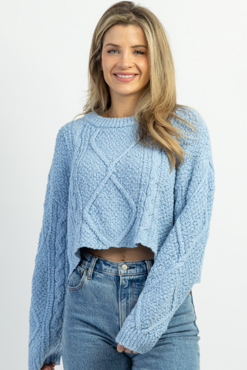 ROSEMARY - Cable Knit Cropped Cardigan