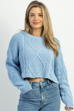 FAIRYTALE BABY BLUE CABLEKNIT SWEATER