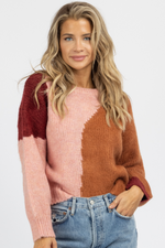 BROWN COMBO ABSTRACT CREWNECK SWEATER *BACK IN STOCK*