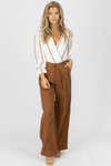 BROWN HIGH WAISTED WIDE LEG TROUSERS *BACK IN STOCK*