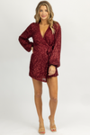 BURGUNDY FRONT WRAPPED SEQUIN ROMPER *BACK IN STOCK*