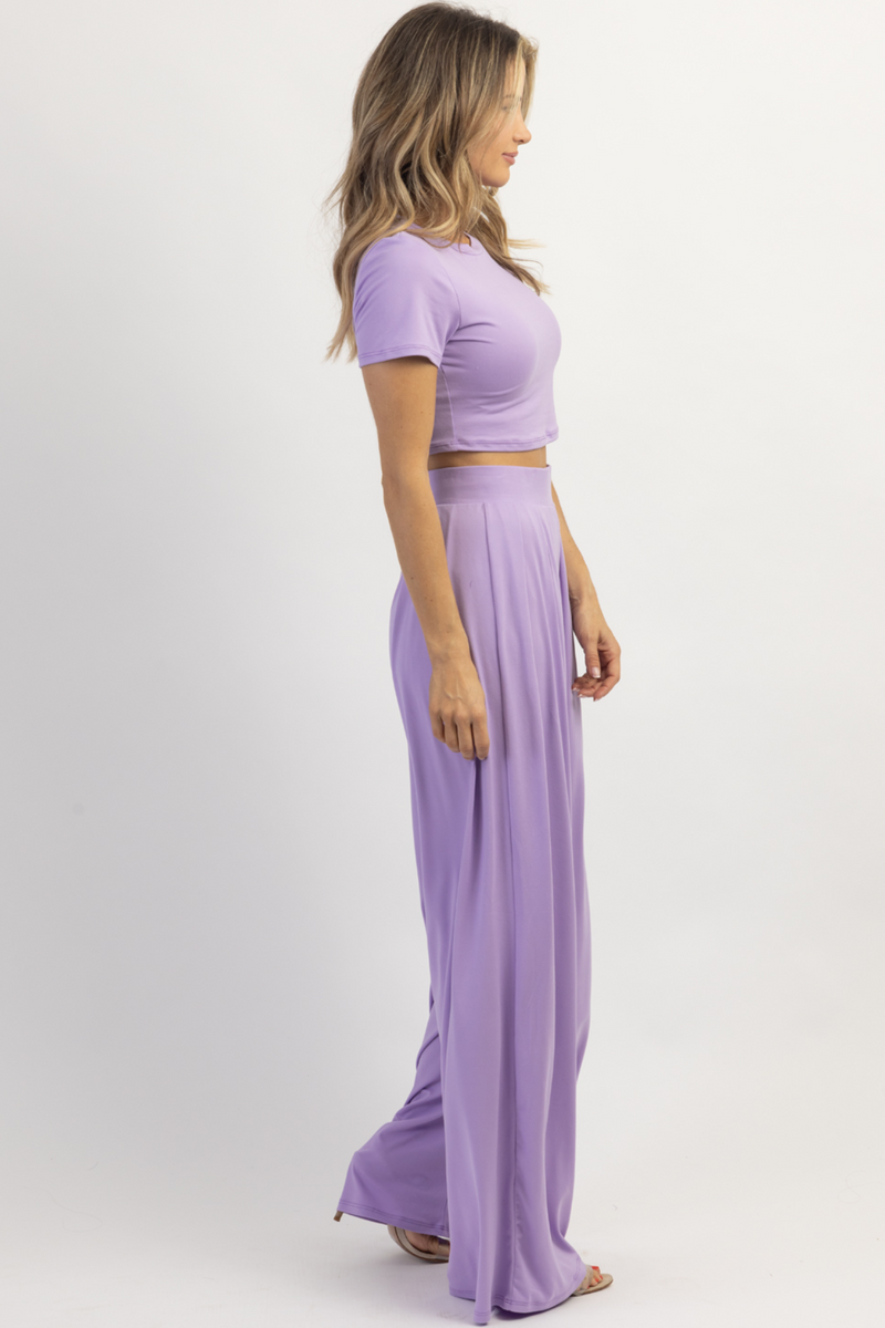 BUTTER SOFT HEATHER GREY PALAZZO PANT SET *BACK IN STOCK* – L'ABEYE