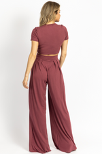 BUTTER SOFT PLUM CROP PALAZZO PANT SET *BACK IN STOCK*