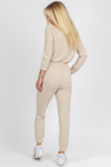 BUTTER SOFT TAUPE OFF SHOULDER DRAWSTRING JUMPSUIT