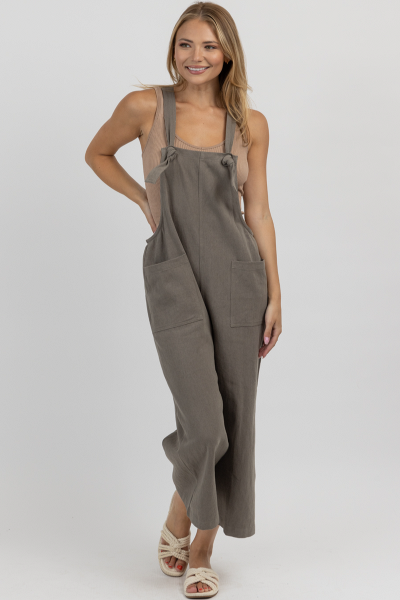 CHARCOAL COTTON LINEN JUMPSUIT BACK IN STOCK L ABEYE