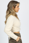 CREAM FRONT WRAPPED TIE SWEATER