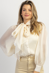 CREAM BISOUS ORGANZA BOW BLOUSE *BACK IN STOCK*
