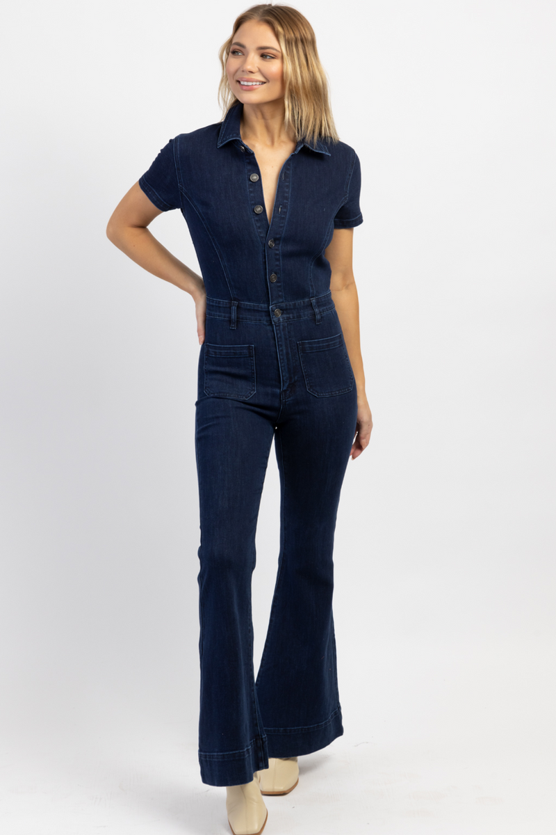 GOOD KARMA DENIM FLARE JUMPSUIT *BACK IN STOCK*