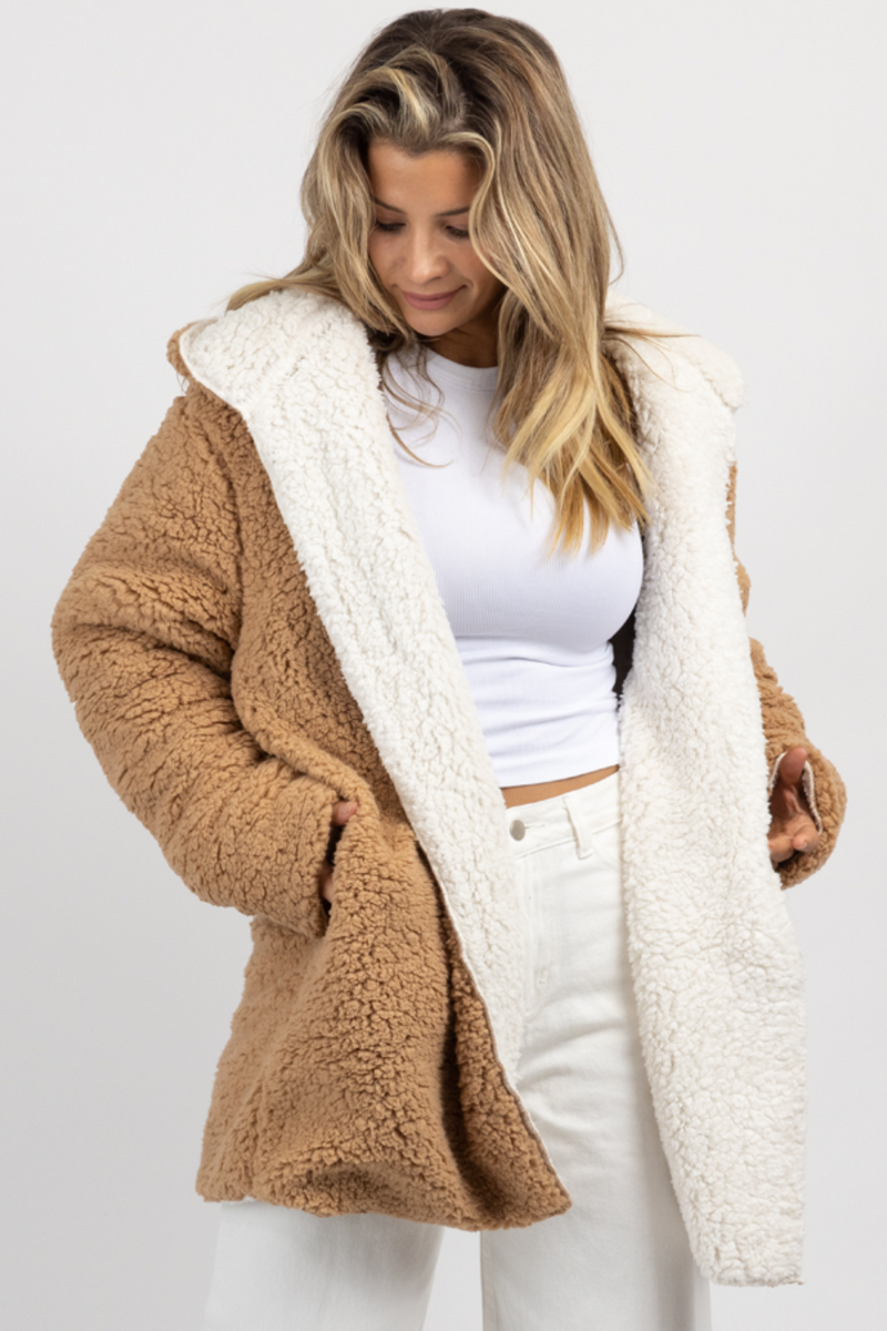 Sherpa cardigan sales with hood