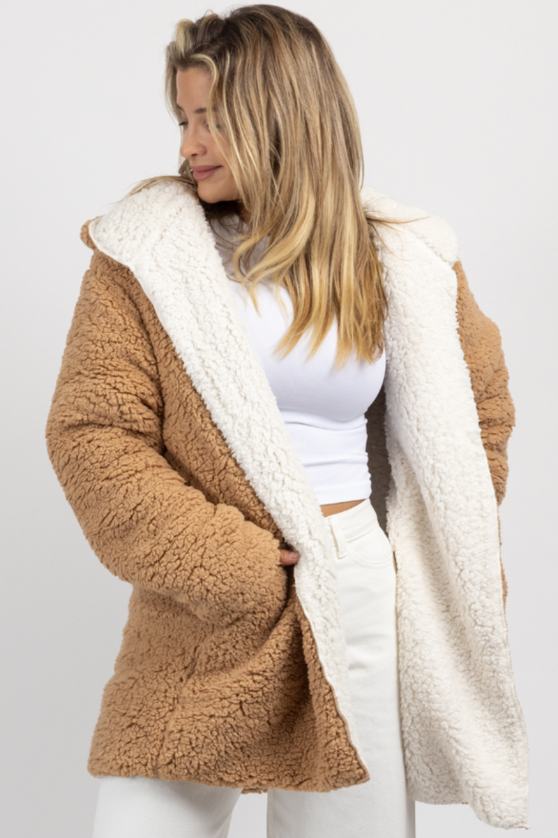 Reversible sherpa hooded discount jacket