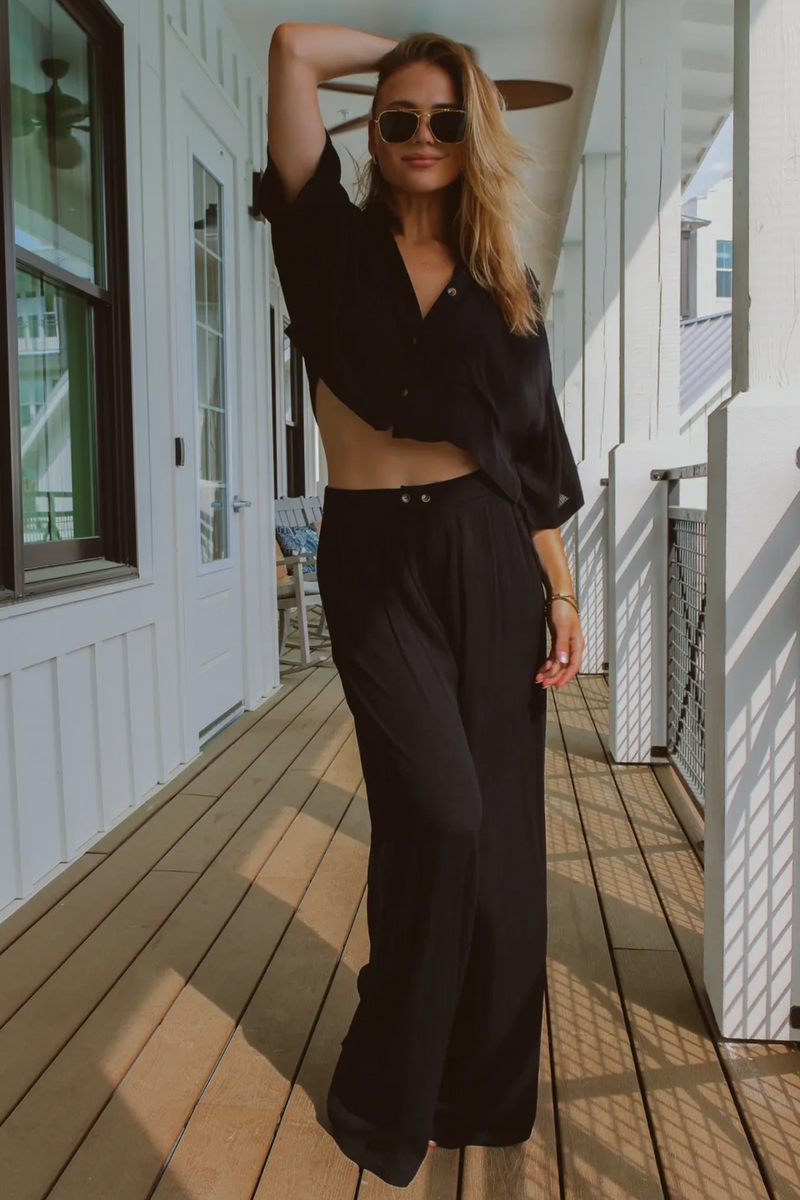 FLOAT ON BLACK COLLAR PANT SET *BACK IN STOCK*