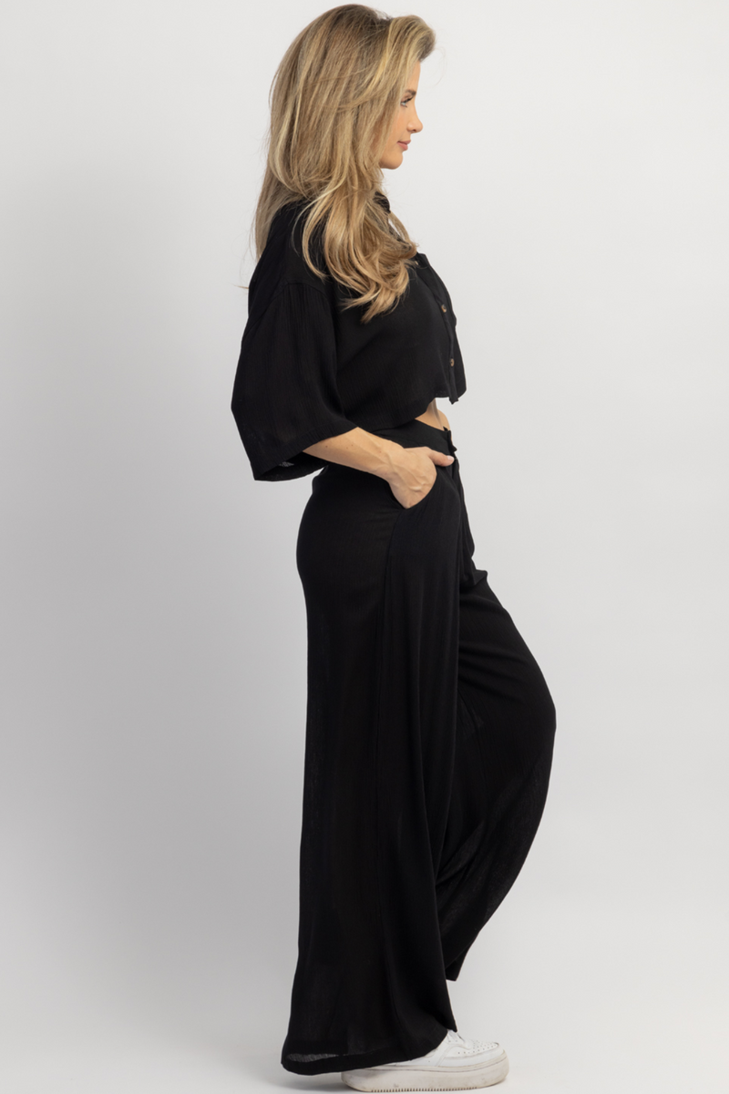 FLOAT ON BLACK COLLAR PANT SET *BACK IN STOCK*