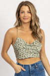 GREEN FLORAL OPEN BACK SILKY CROP TOP