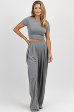 BUTTER SOFT HEATHER GREY PALAZZO PANT SET *BACK IN STOCK*