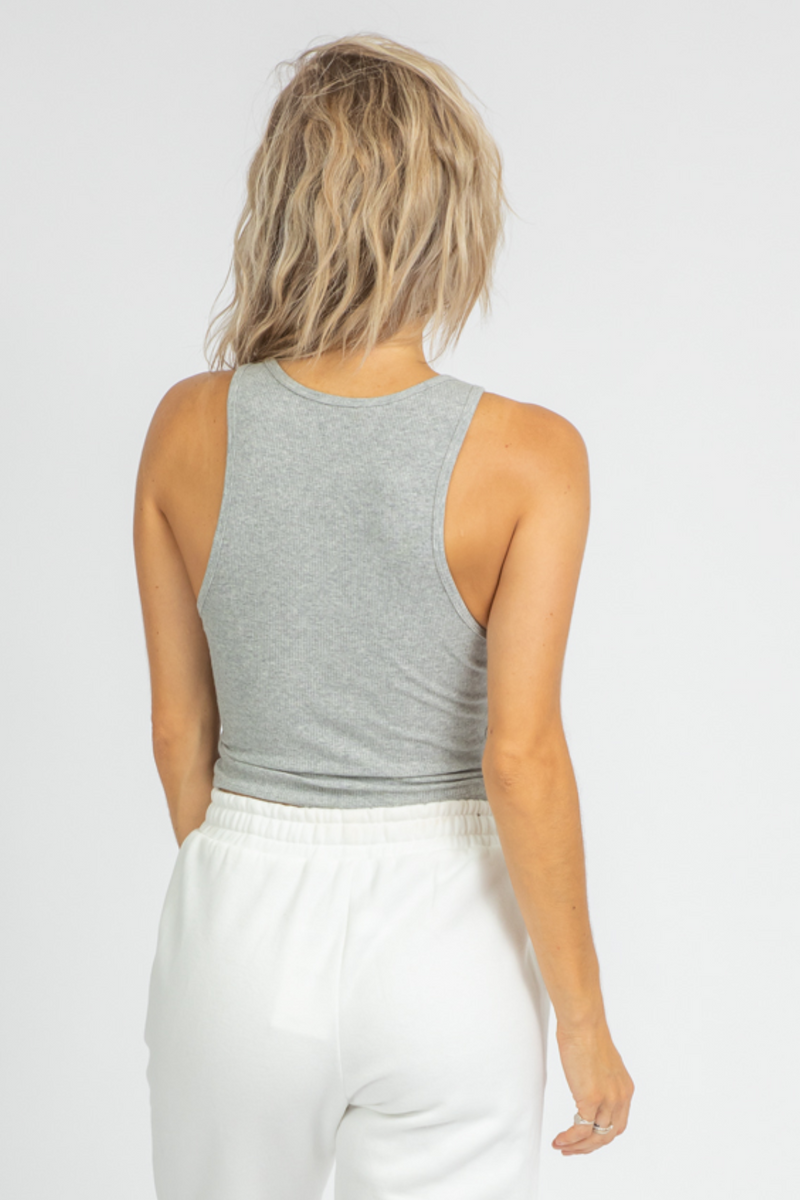 GREY BUTTON FRONT TANK