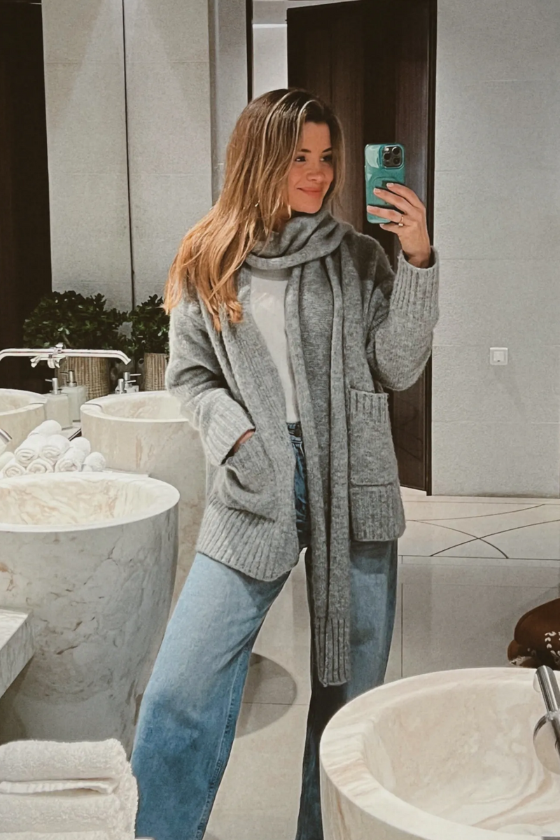 Scarf 2025 with cardigan