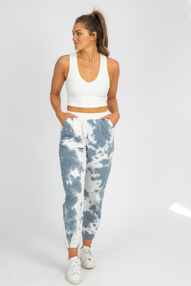 GREY TIE DYE FRENCH TERRY JOGGERS