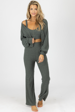 OLIVE RIBBED 3-PIECE CARDIGAN SET *BACK IN STOCK*