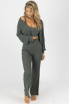 OLIVE RIBBED 3-PIECE CARDIGAN SET *BACK IN STOCK*