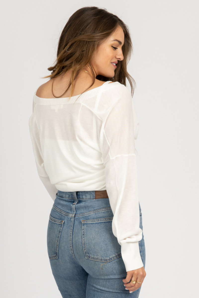 WHITE LAYERED ATTACHED KNIT TOP