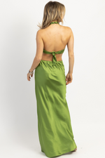 KATE BOW TIE OLIVE MAXI DRESS