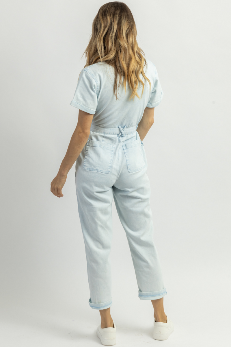 Denim utility romper sales