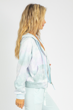 LILAC + BLUE ZIPPERED HOODIE