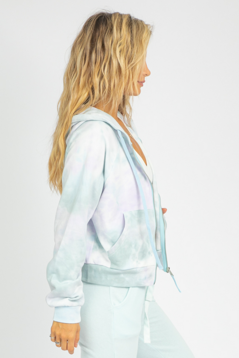 LILAC + BLUE ZIPPERED HOODIE