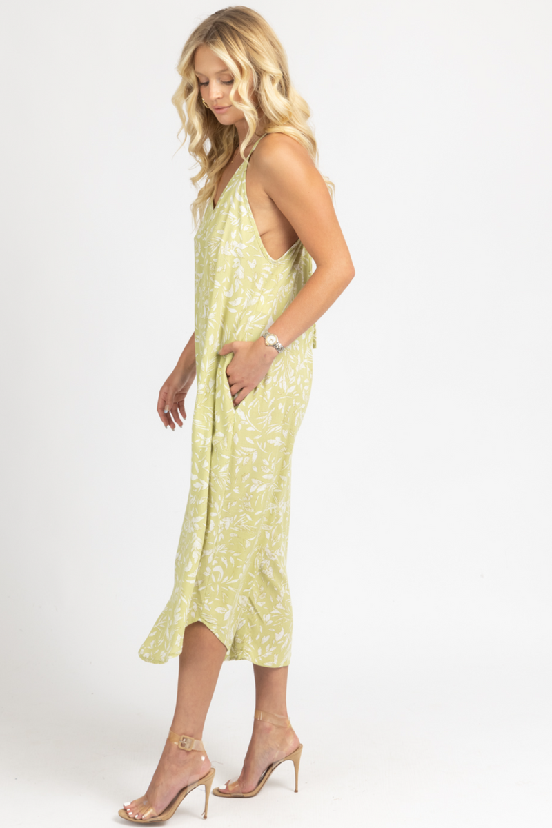 LIME FLORAL RELAXED POCKET JUMPSUIT