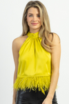 NIGHT MOVES CHARTREUSE FEATHER TOP