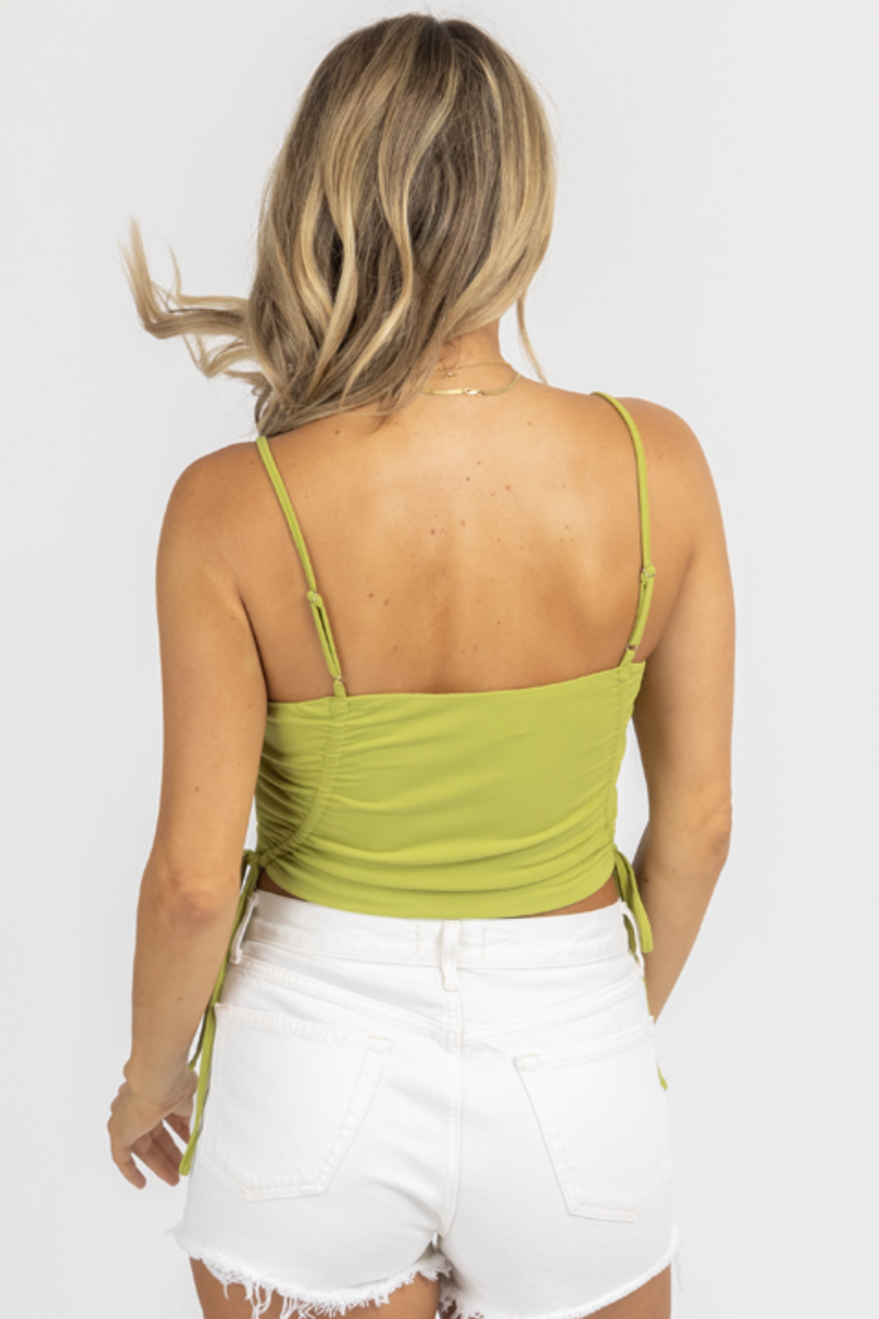 Matcha Ruched Mesh Bustier Crop Top – Lychee the Label