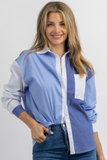 MULTIBLUE COLOR BLOCKED STRIPED BUTTON DOWN