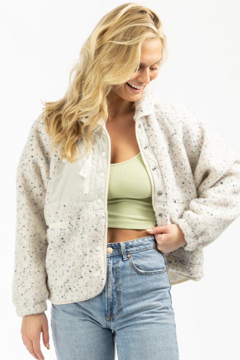 DOTTED SHERPA SNAP BUTTON JACKET