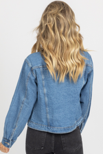 SUEDE PATCH RELAXED DENIM JACKET
