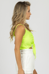 NEON LIME TIE FRONT TANK