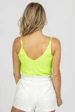 NEON LIME TIE FRONT TANK