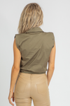 ARMY SLEEVELESS BUTTON FRONT TOP