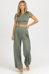 BUTTER SOFT OLIVE PALAZZO PANT SET *BACK IN STOCK*