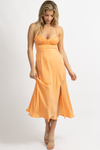 TANGERINE BUST SLIT MIDI DRESS