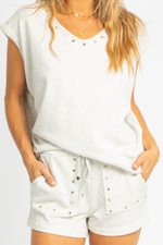 OATMEAL STUDDED LOUNGE SET