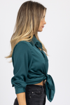 PINE SILKY BUTTON FRONT BLOUSE