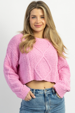 FAIRYTALE BABY PINK CABLEKNIT SWEATER