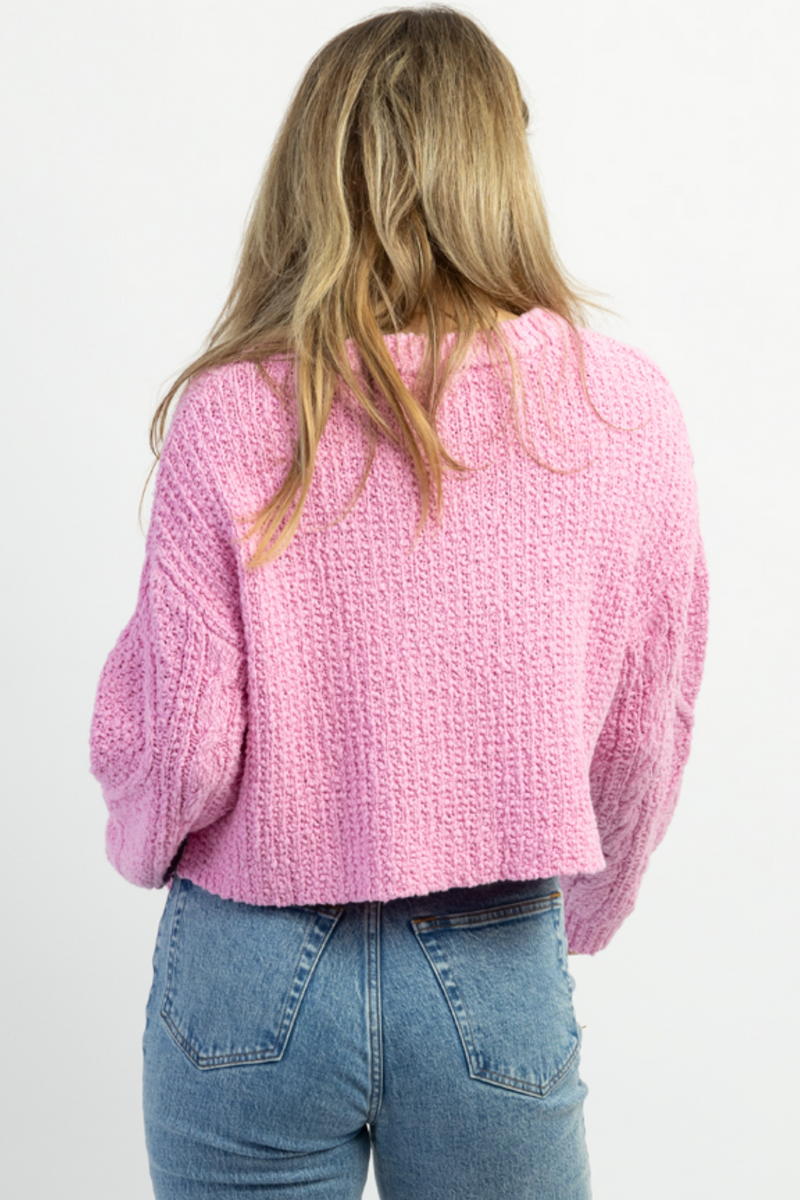 FAIRYTALE BABY PINK CABLEKNIT SWEATER